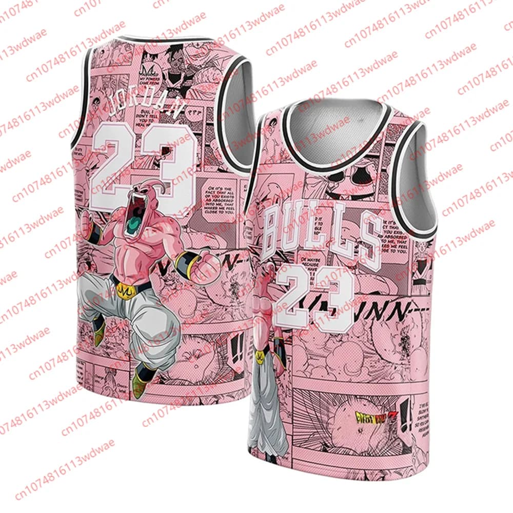 Maglia da basket classica Chicago Super Saiya, maglia da basket da uomo Michael Jordan 23, kit maglia da basket KID Majin Buu.