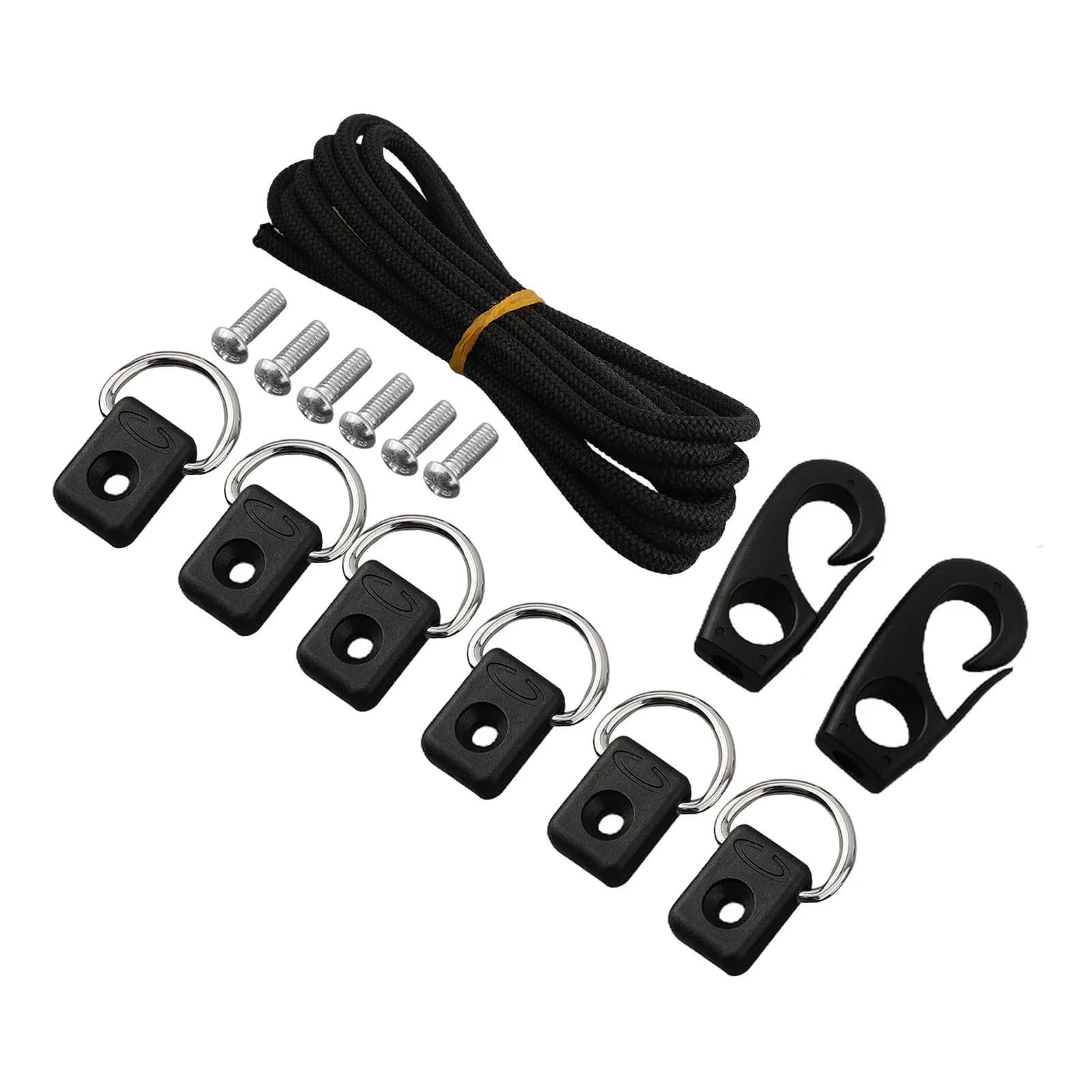 Marine Grade Bungee Cord Boat Bungee Rope Kit Black Strong Nylon Hardware Lightweight Design Seaworthy Materials