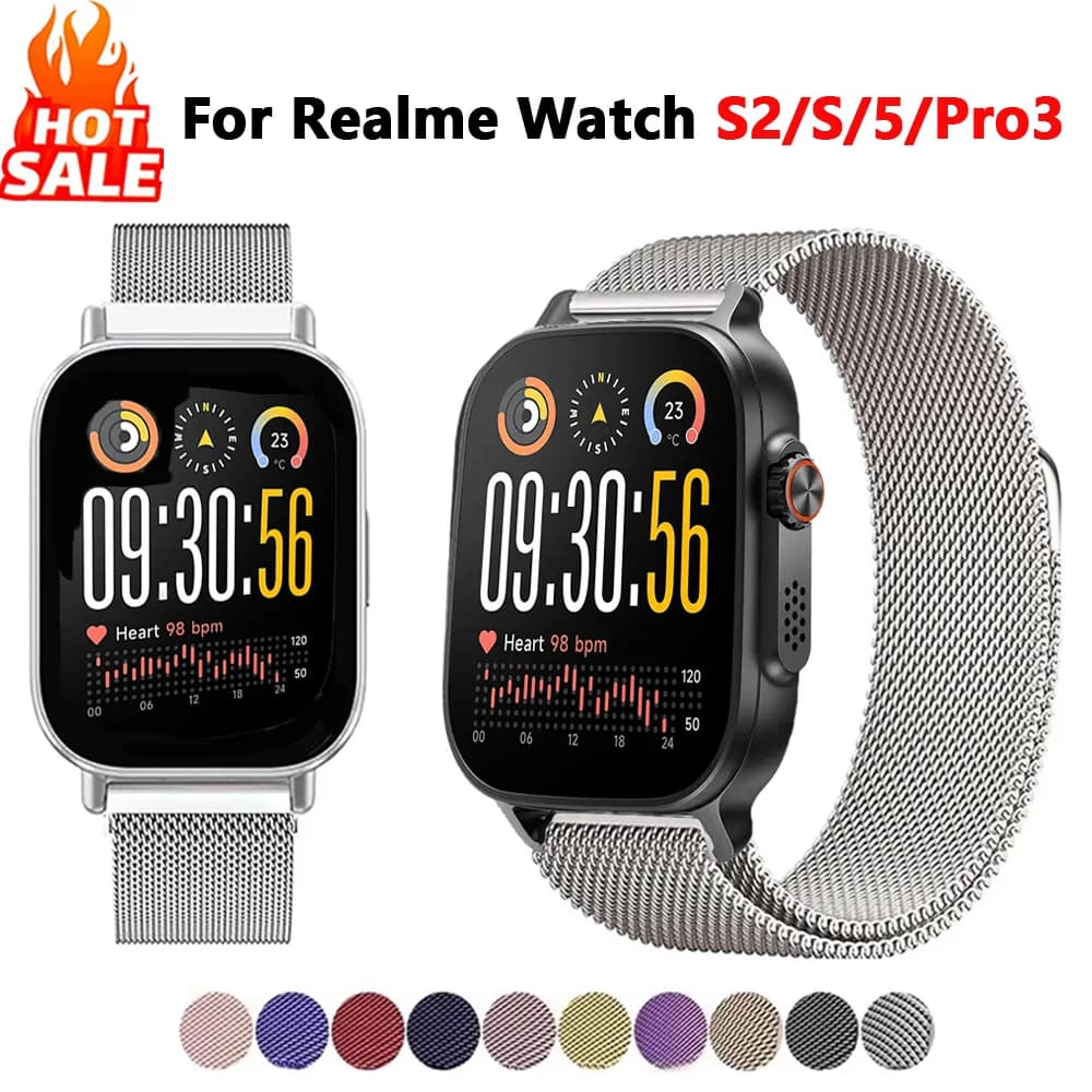 22mm Milanese strap For Realme Watch 5 band Bracelet Magnetic Wristband for Realme Watch S2/Realme S SPro/2 Pro3 band