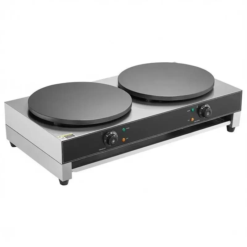 Commercial Griddle 16-Inch Double Head For Restaurant Hotel Coffee Shop, 3400W Pancake Maker Nonstick Surface Desktop Circular Crepe Stove AC120V 60Hz
