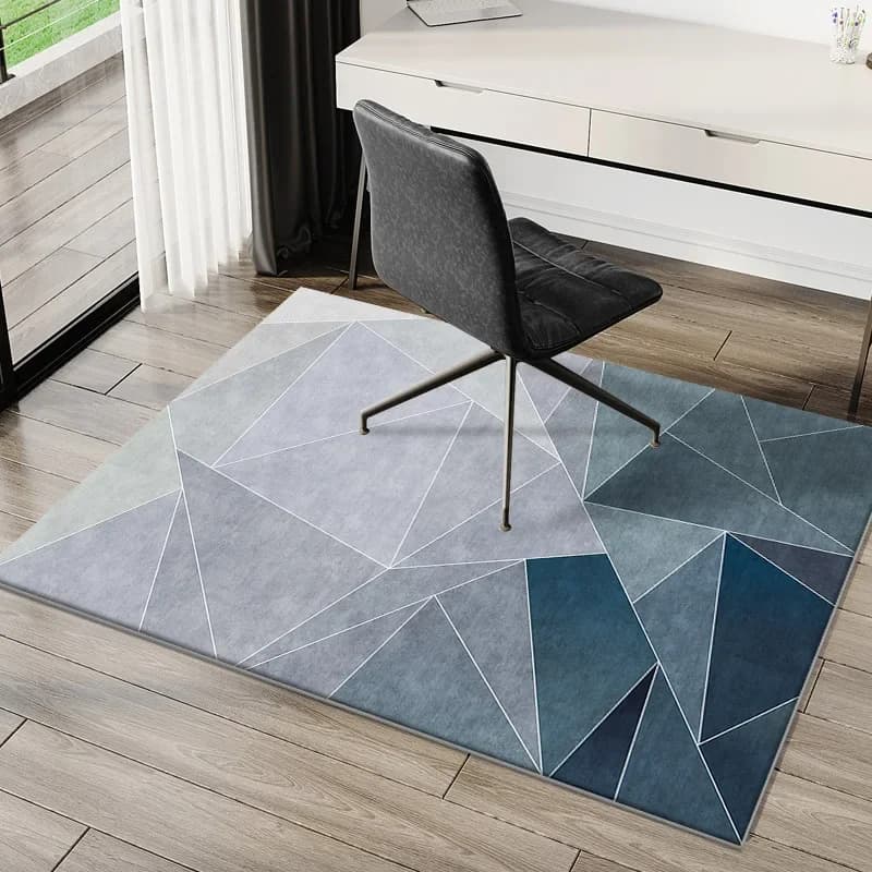 VIKAMA Study Office Computer Desk Geometric Carpet E-Sports Chair Non-Slip Mat Bedroom Rectangular Crystal Velvet Foot Mat