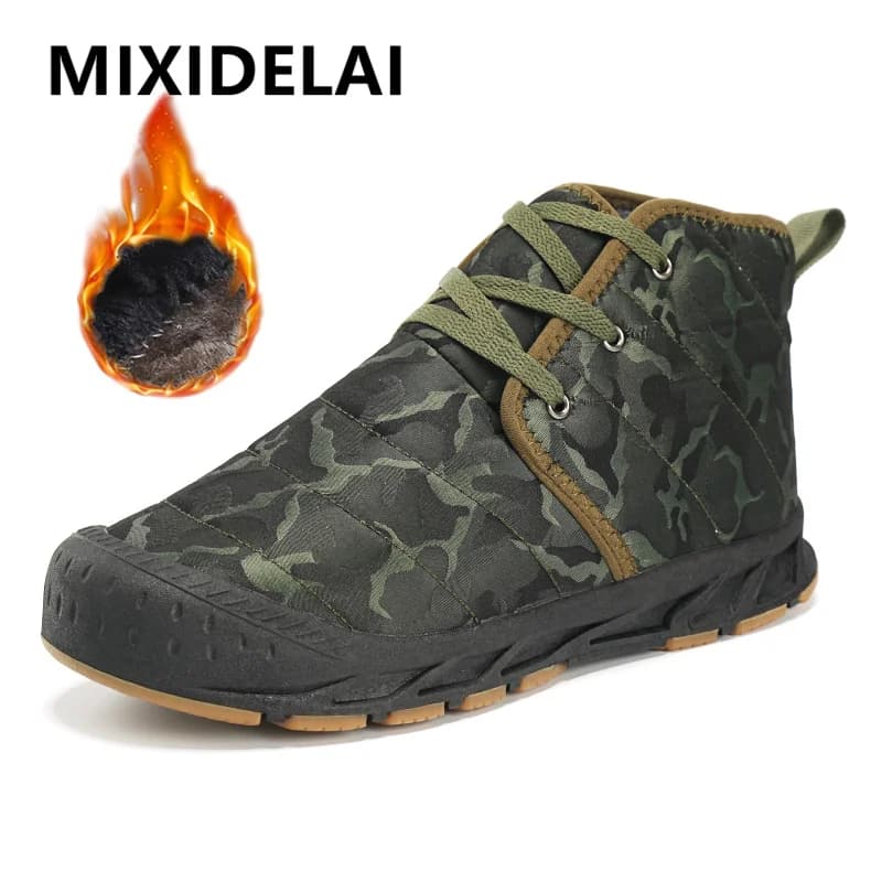 Nuove scarpe da ginnastica invernali stivali da uomo caldi stivali da neve da uomo in peluche scarpe da trekking mimetiche antiscivolo per esterni stivaletti da uomo impermeabili