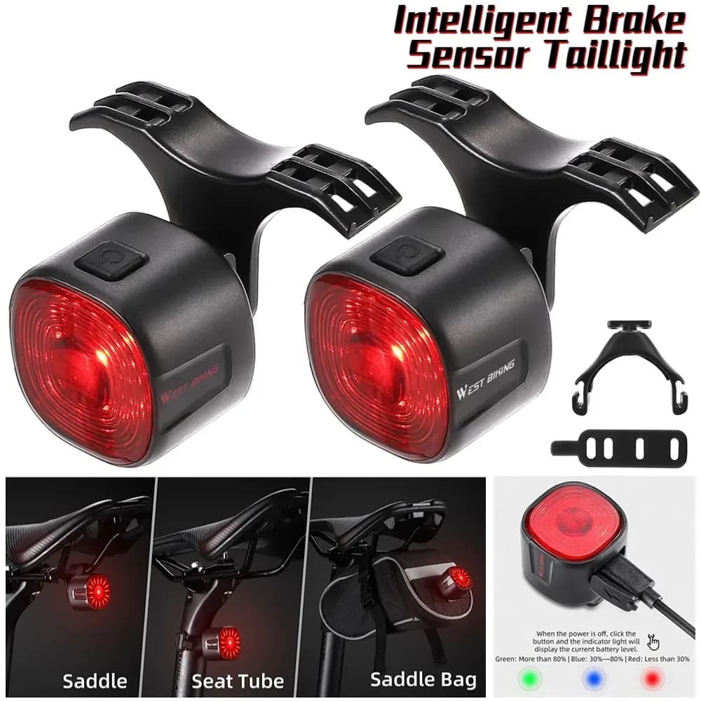 Cycling Taillights Smart/Normal Light MTB Road Bicycle Ip66 Waterproof Night Safety Tail Lights Lamp Riding Accessories
