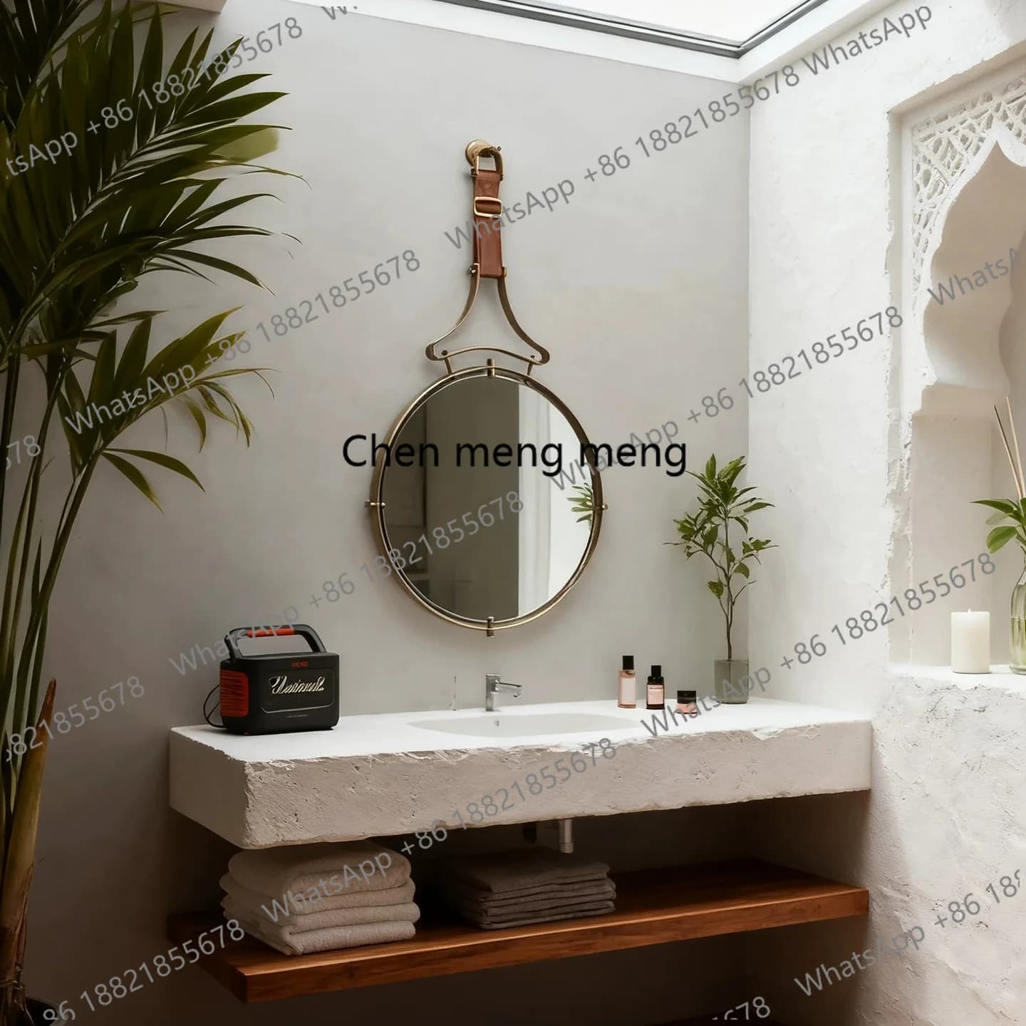 Specchio da parete in bronzo, lavabo e specchio da toeletta in stile americano, decorazione per bagno personalizzata ad alta definizione