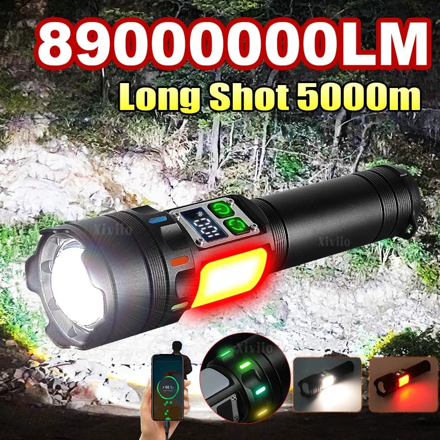 NEW 89000000LM Ultra Bright LED Flashlight Most Powerful Torch Light Rechargeable Portable Lamp With Magnet For Camping Lantern
