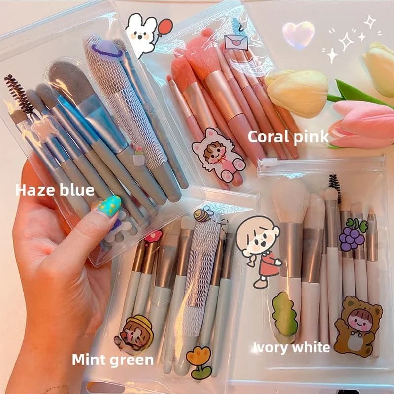 Set of 8 makeup brushes, complete set of brushes, portable brush for soft bristles, foundation brush, beauty tools.