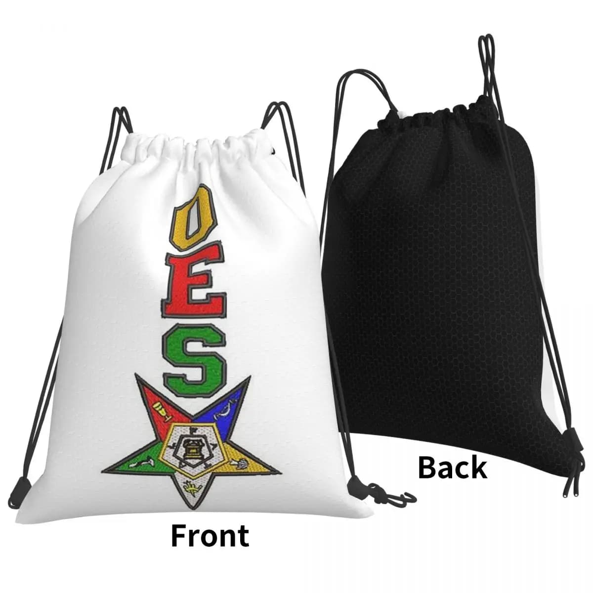 Zaini con logo Order Of The Eastern Star OES, borse sportive casual con coulisse e tasca, borse per libri, per viaggi e scuola