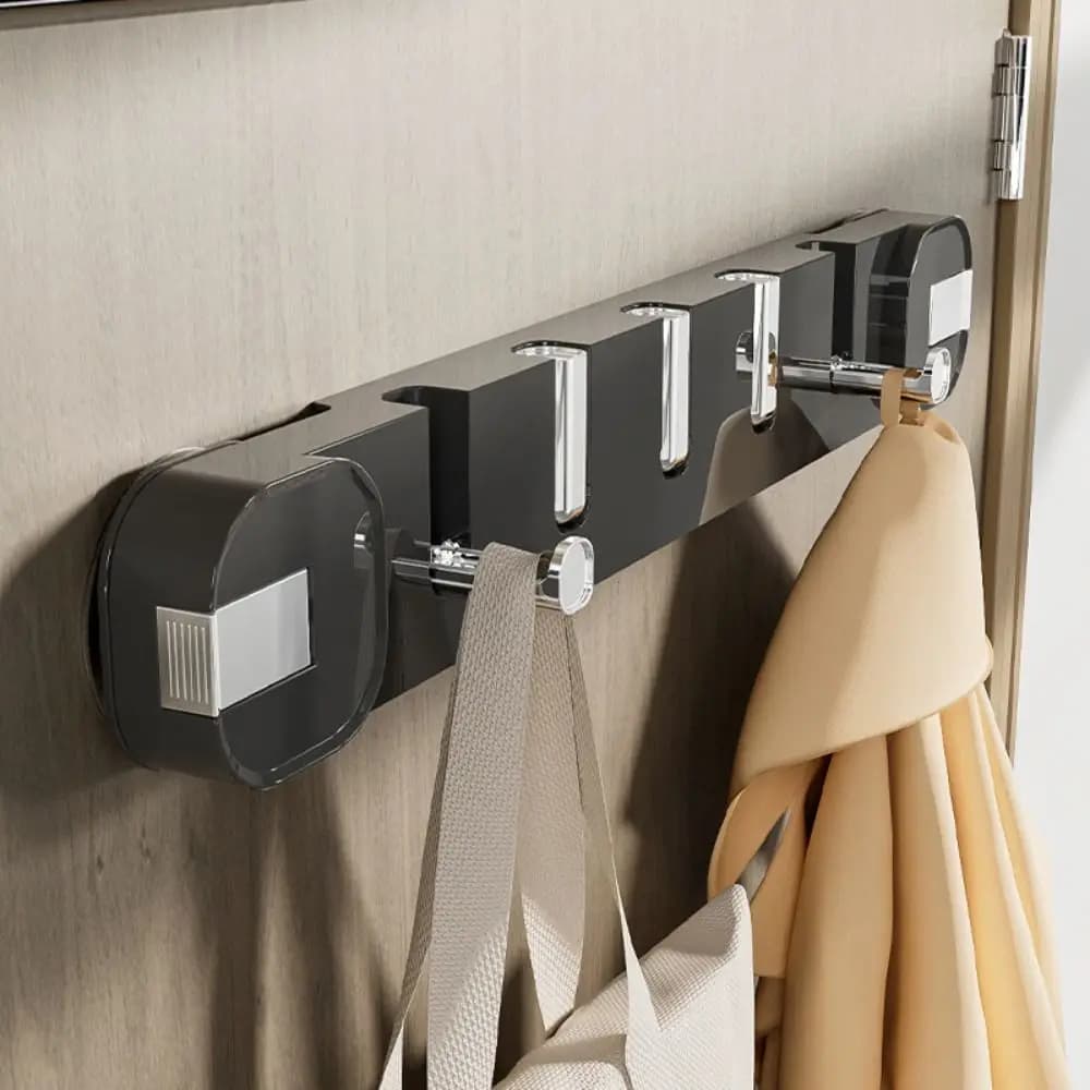 Gancio appendiabiti da bagno a ventosa, impermeabile, da parete, per porta, salvaspazio, creativo, pieghevole, a fila singola