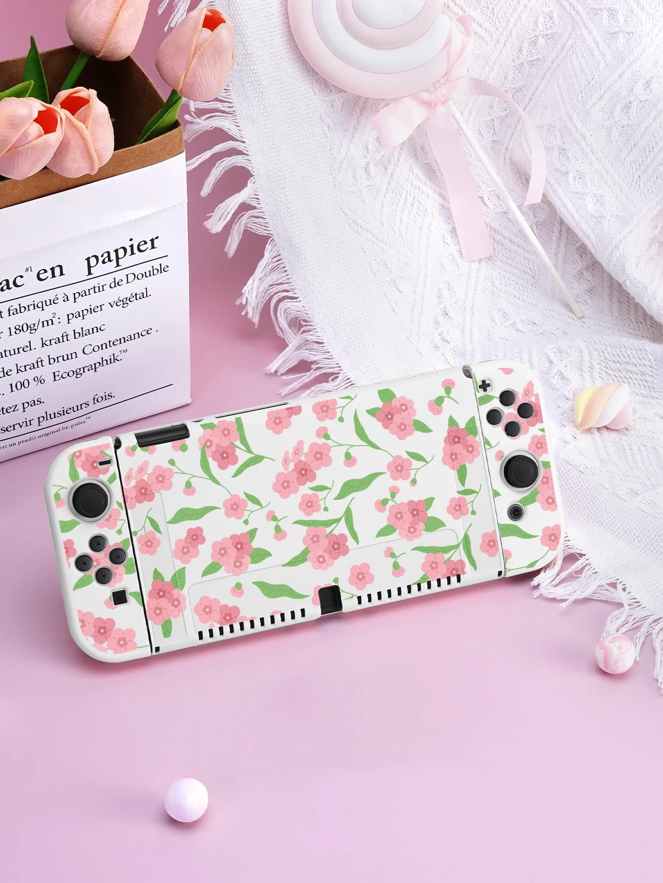 Custodia protettiva per interruttore floreale per Nintendo Switch OLED, accessori per giochi NS, guscio separabile portatile per NS Joycon, Cover per interruttore