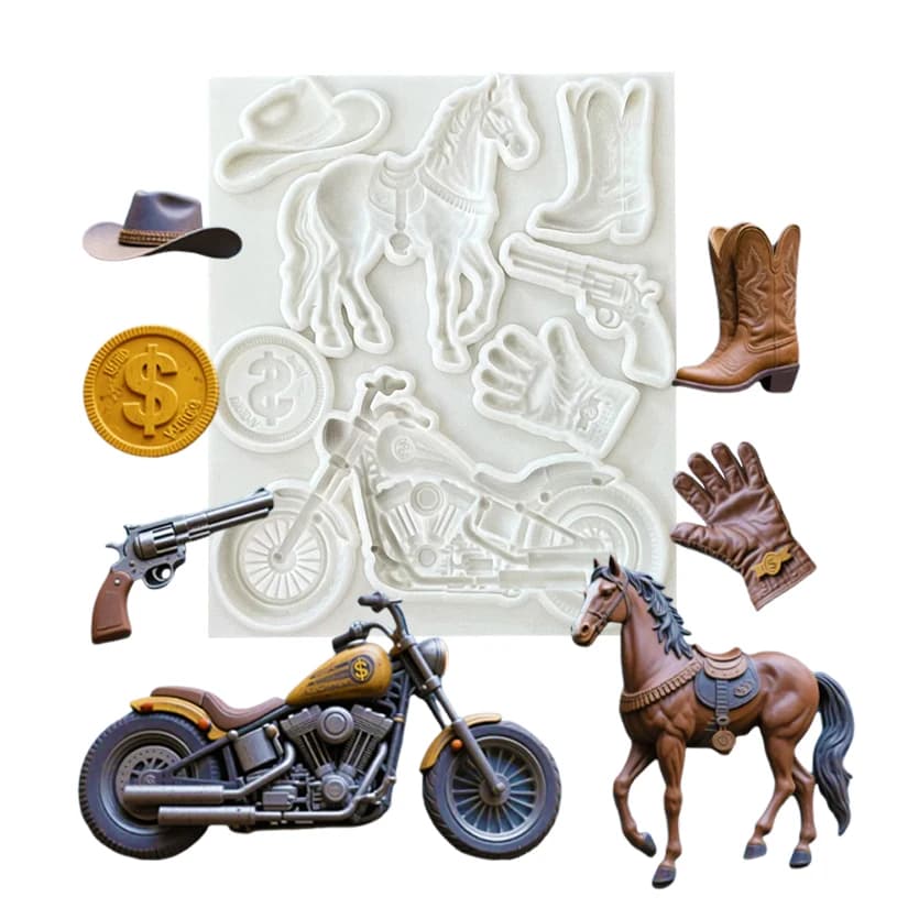 Cowboy Boots Horse Motorcycle Silicone Cake Baking Mold Sugarcraft Chocolate Cupcake Resin Tools Fondant Decorating Tools
