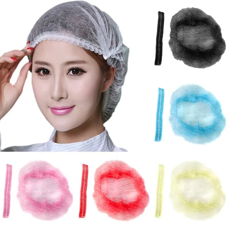 100 Pezzi/Confezione Copricapo Monouso a Rete, Cuffie Antipolvere Traspiranti per Doccia, Bagno e Cucina