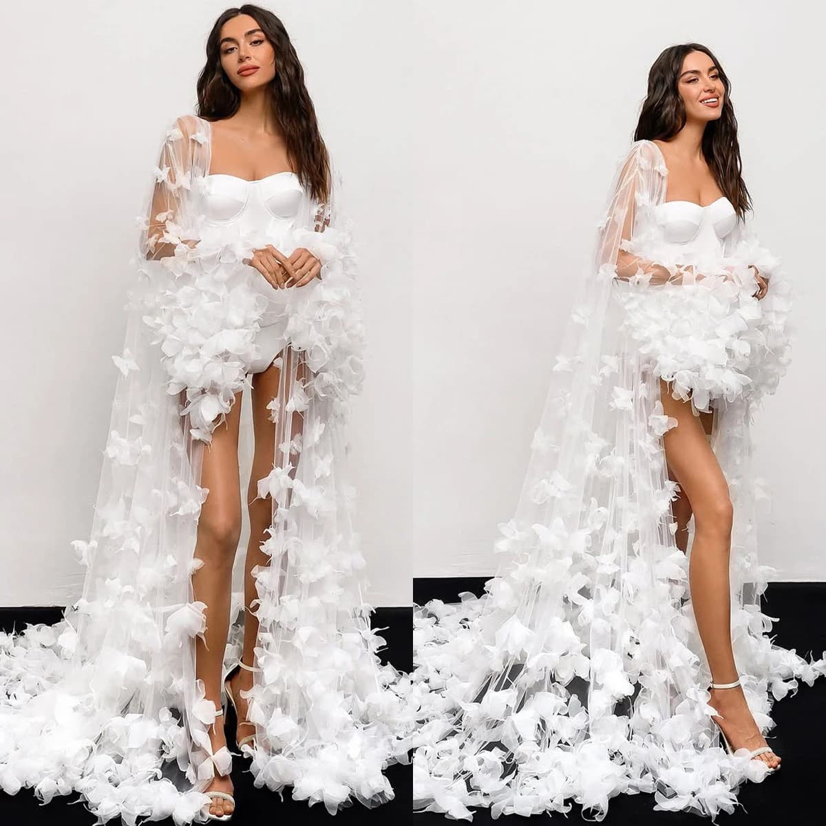 Donne moderne Accappatoio Abiti da sera Camicie da notte Farfalle 3D Pigiama Abbigliamento per la casa Festa femminile Indumenti da notte Rayon Personalizzato