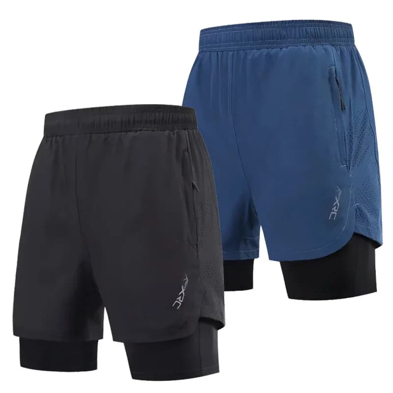 Pantaloncini da corsa da uomo Collant sportivi a compressione 2 in 1 Leggings da palestra fitness ad asciugatura rapida Abbigliamento sportivo maschile Pantaloni da allenamento per allenamento