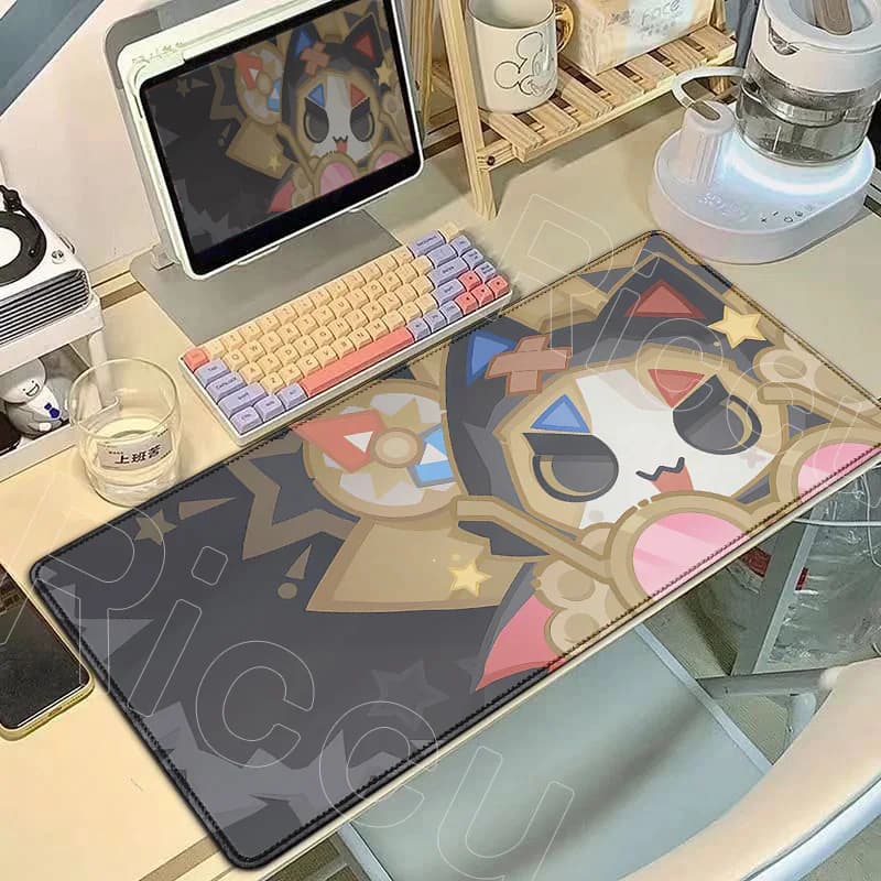 Tappetino per mouse da gioco modello Genshin XXL grande Aino Flins Columbina Nefer Lauma Jahoda Ineffa Tappetini per tastiera per computer Tappetino da scrivania E-Sports