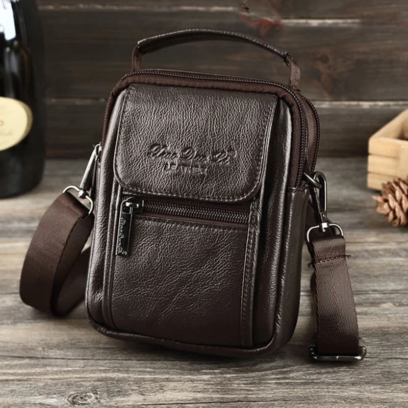 Borse a tracolla da uomo a spalla piccola borsa a mano in vera pelle cintura Hip Bum marsupio marsupio Mini borsa a tracolla maschile in vera pelle bovina