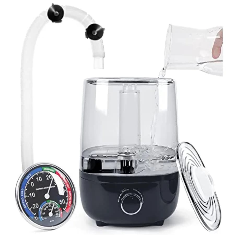 Umidificatore per rettili a riempimento dall'alto, nebulizzatore per terrari con serbatoio visibile grande da 4L e tubi di prolunga, adatto per Te