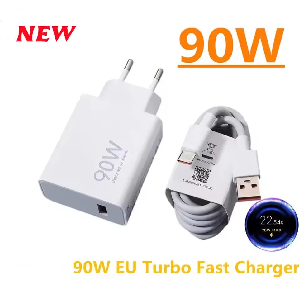 NEW 90W 6A Turbo Charger Fast Charging Adapter Quick USB Type C Charging Cable for Redmi Note 13 14 Pro Mi 15 14 Ultra