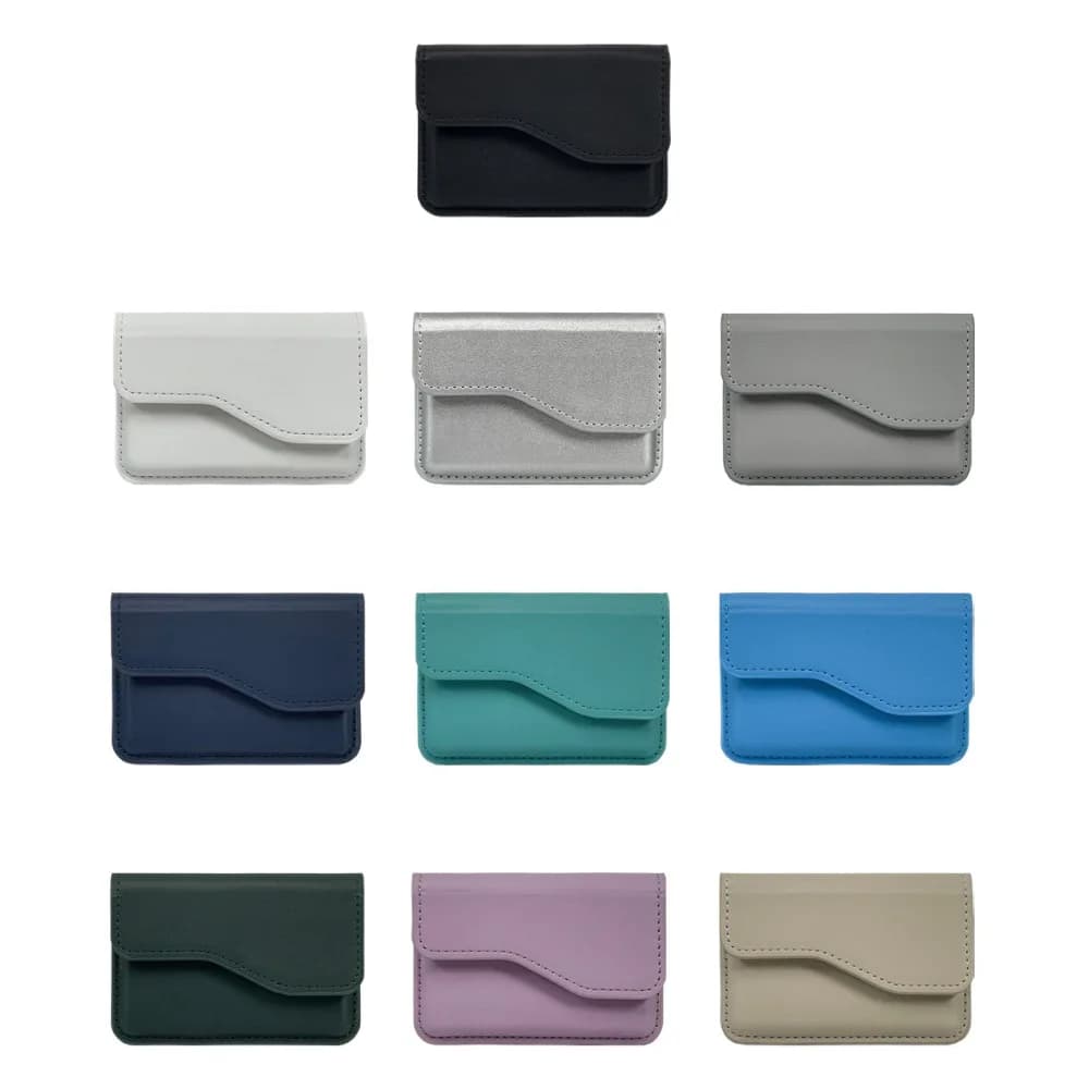 Cash Wallet Phone Back Magnetic Card Bag PU Leather Side-opening Flip Card Case Multifunction Portable Card Holder Male/Famale