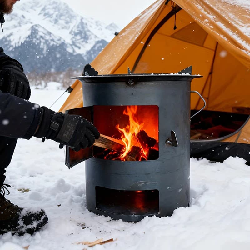 Stufa a Legna per Campeggio, Griglia per Barbecue, Fornello da Esterno in Acciaio Inox, Leggero, per Cucinare, Riscaldare, Picnic e BBQ