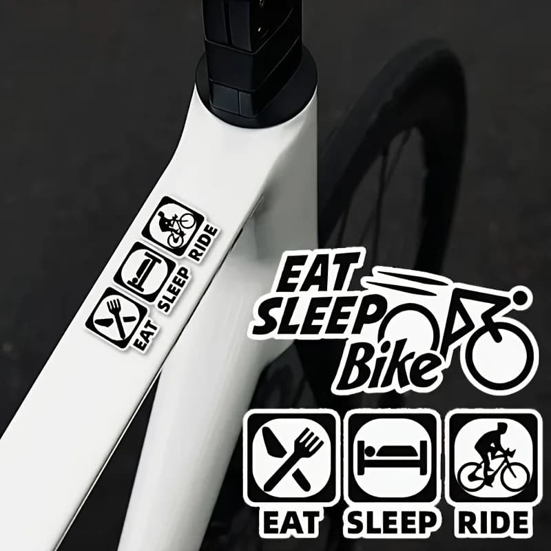 1PC Humorous Cycling Theme Stickers Eat Sleep Ride Waterproof Vinyl Decals For Bicycle Helmet Bike Lovers