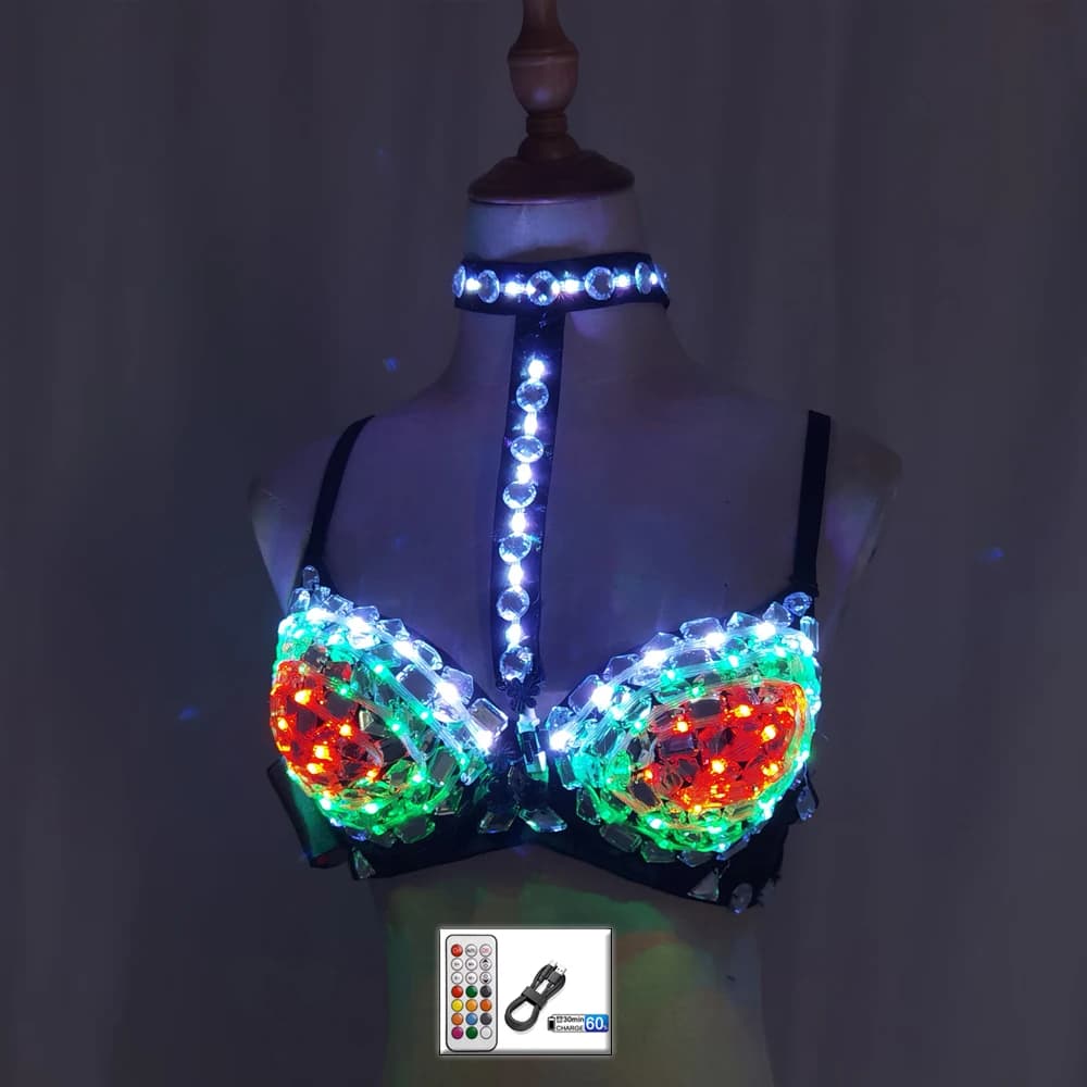 Reggiseno LED Sexy per Donne, Biancheria Intima Luminosa Colorata per Cantanti, Ballerine, Outfit da Club Punk e Serate in Discoteca