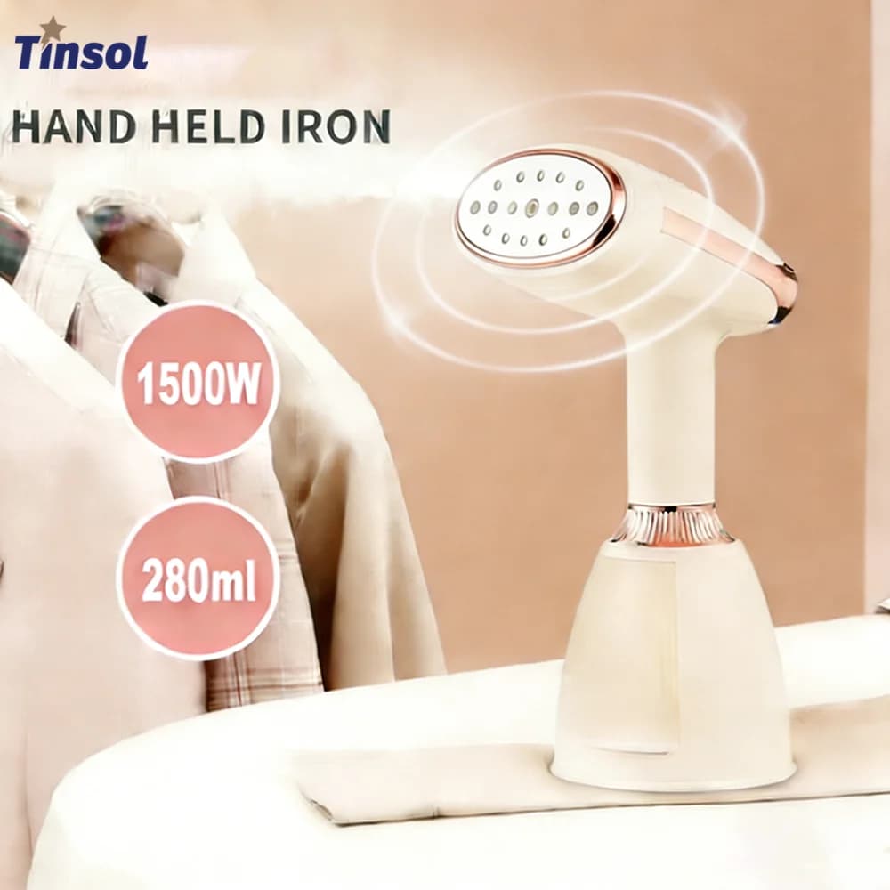 TINSOL Ferro da Stiro a Vapore Portatile 1500W, Riscaldamento Rapido, Serbatoio da 280ml, Compatto per Casa