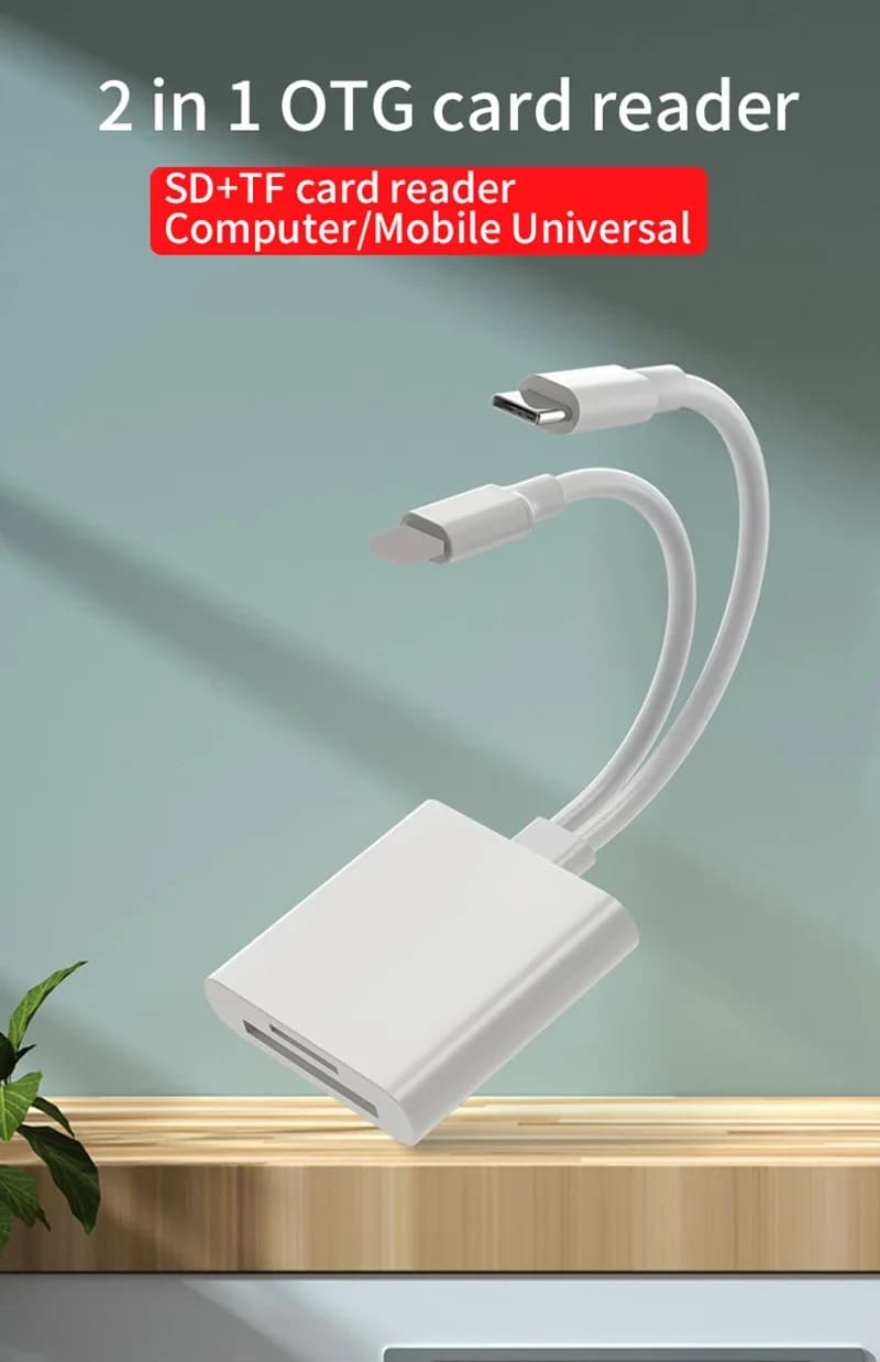 FC&EC Lettore di schede OTG 2 in 1 Tipo C Adattatore per scheda di memoria da Lightning a SD TF per PC portatile iPhone Lettore di schede multi intelligente Nessun APP