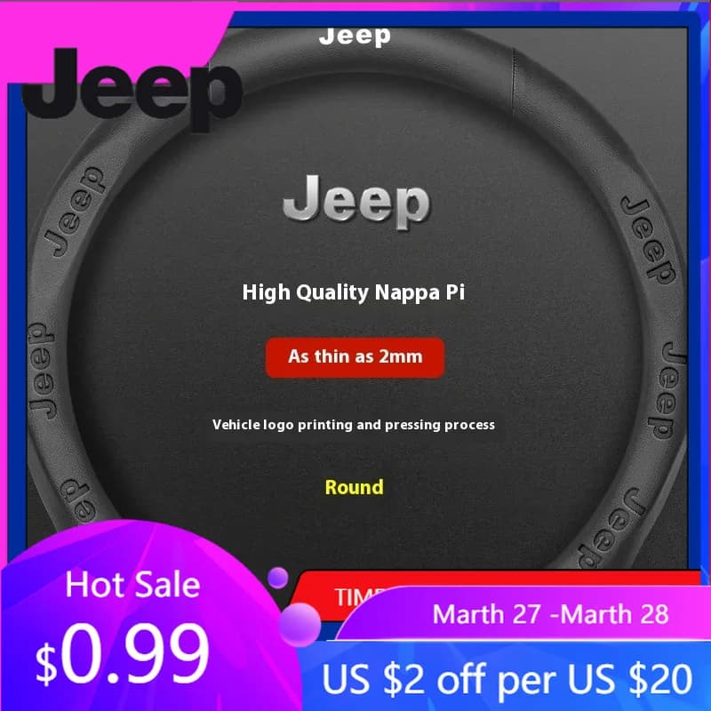 Volante in Pelle e Fibra di Carbonio per Jeep Wrangler, Patriot, Commander, Grand Cherokee, Compass, Wagoneer, Gladiator, Renegade