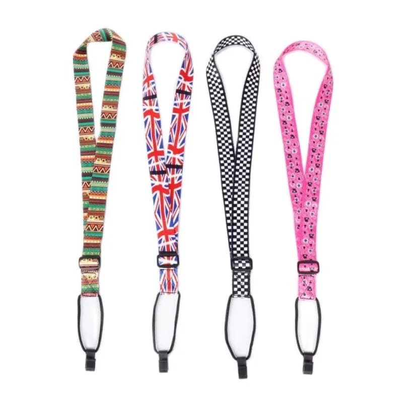 Tracolla regolabile per ukulele Nastro con stampa Clip-on Stile Hawaii Cintura per chitarra a 4 corde Accessori per chitarra per strumenti a imbracatura