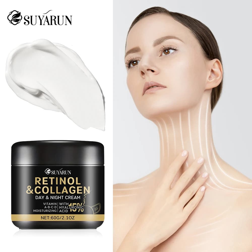 SUYARUN Collagen neck cream with retinol - Anti-aging firming treatment for wrinkles, moisturizing lifting (organic, unisex).