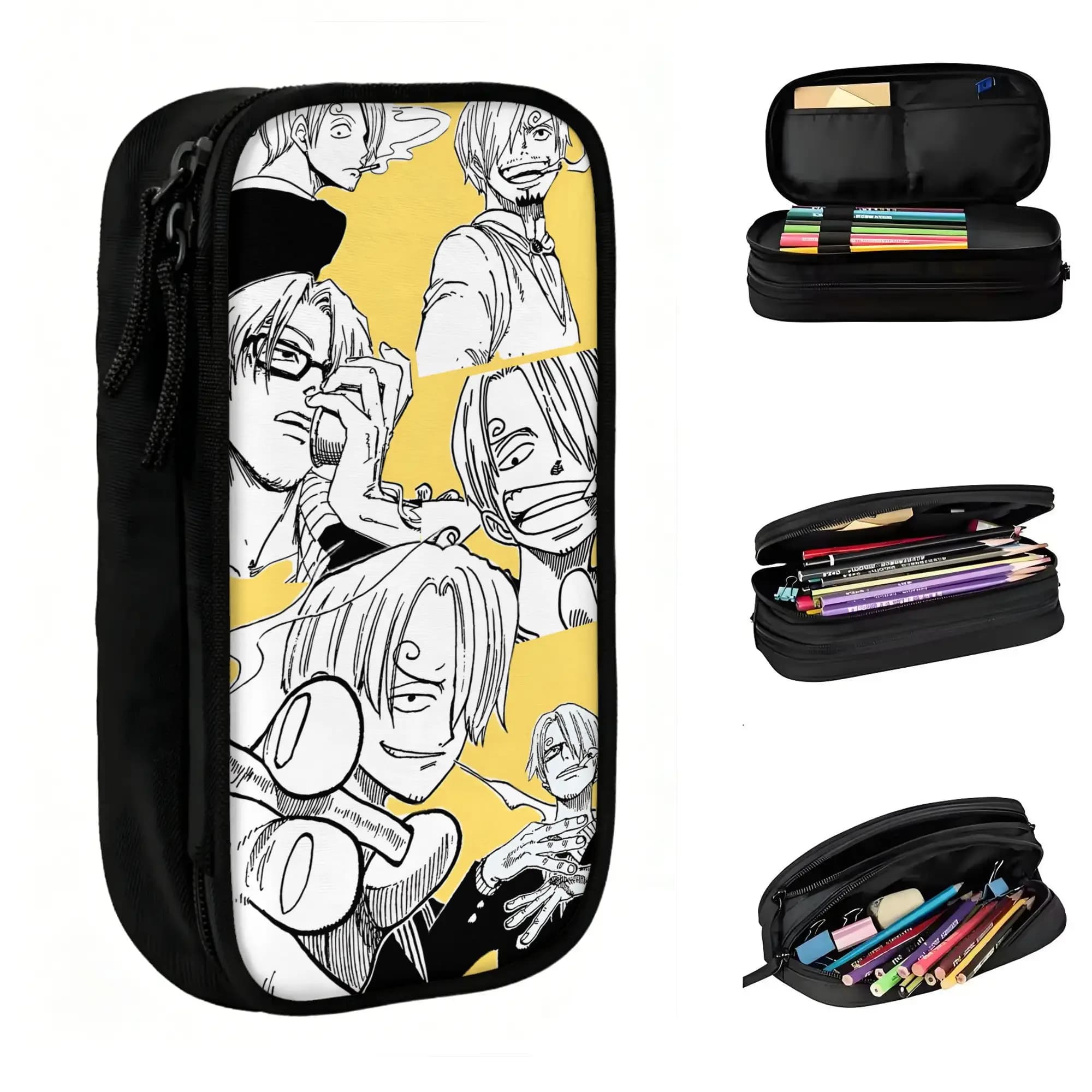 Custom Sanji Japan Comic Anime Hot Pencil Case for Girl Boy Large Storage Pen Bag Box Stationery