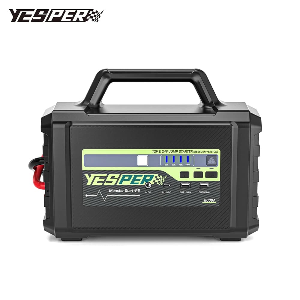 Yesper P5 Jump Pack ad alta potenza Batteria Lifepo4 a lungo ciclo di durata Corrente di picco 8000A Avviatore di emergenza portatile 12V/24V con Power Bank