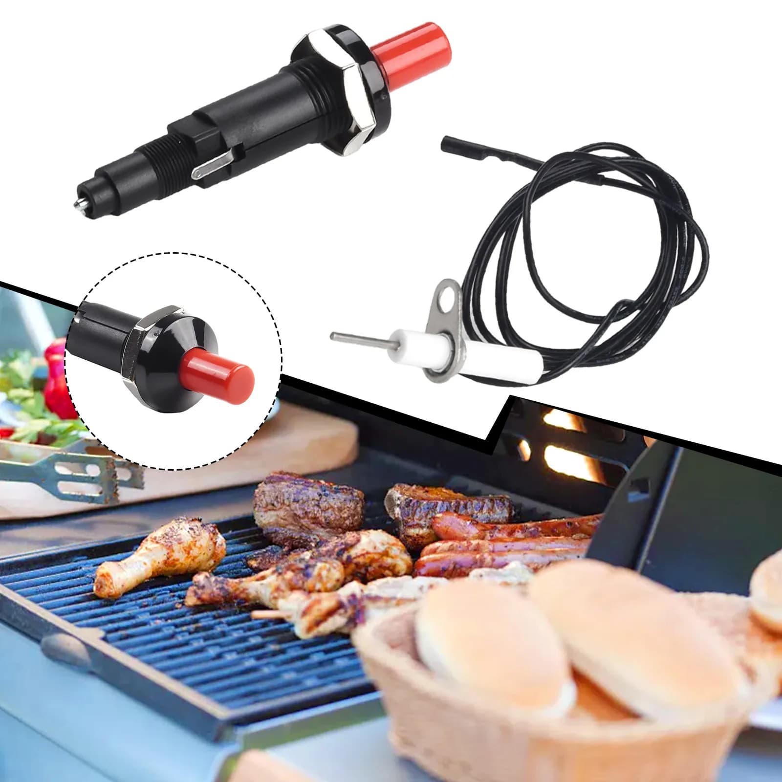 1PC piezoelectric for ignition with cable button lighter set for gas grill barbecue camping outdoor kitchen lighters tools for the house