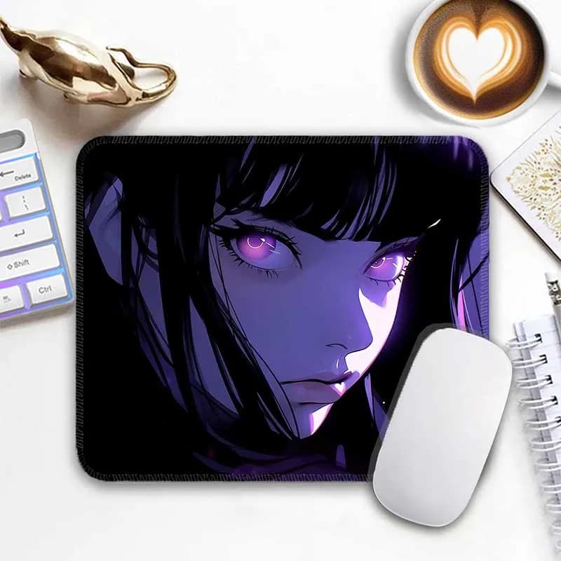 Tappetino per mouse standard Viola Anime Grils Gamer Cabinet Tappetino per mouse da gioco piccolo Tappetino per mouse da viaggio Tappetini per mouse antiscivolo per ufficio Plymouth