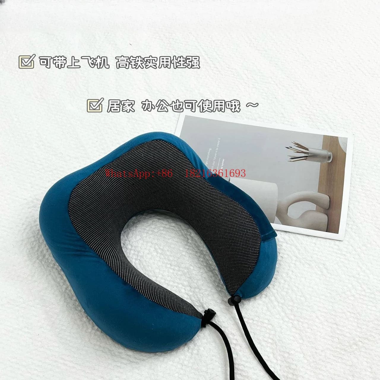Cuscino da Viaggio a Forma di U in Memory Foam per Viaggi d'Affari e Pausa Pranzo