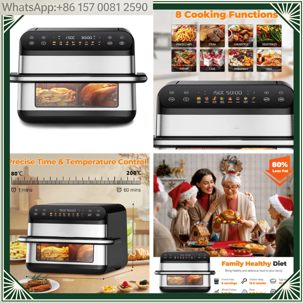 Friggitrice ad Aria Digitale da 10L con Doppio Cestello, Design con Finestra Visibile, 360° ° Cucina multifunzione senza olio con circolazione di aria calda