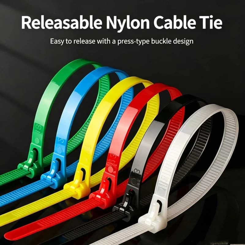 100Pcs Reusable Cable Ties, Adjustable Removable Nylon Cable Lock Loop Ties, Recyclable Re‑fastenable ZipTies Mixed Colours.