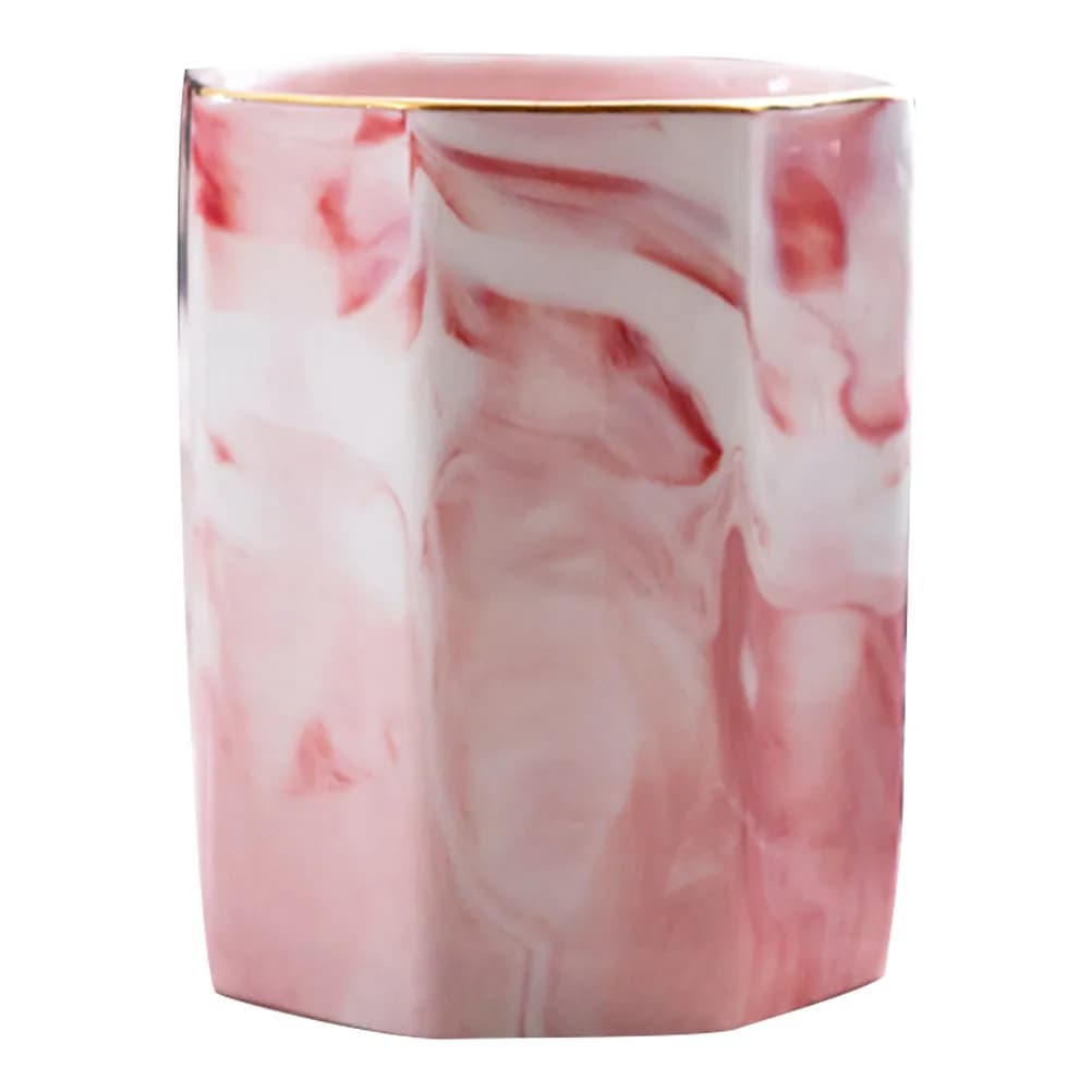Portapenne in Ceramica con Motivo Marmorizzato, Organizzatore per Pennelli da Trucco, Contenitore Creativo da Scrivania per Rossetti e Penne