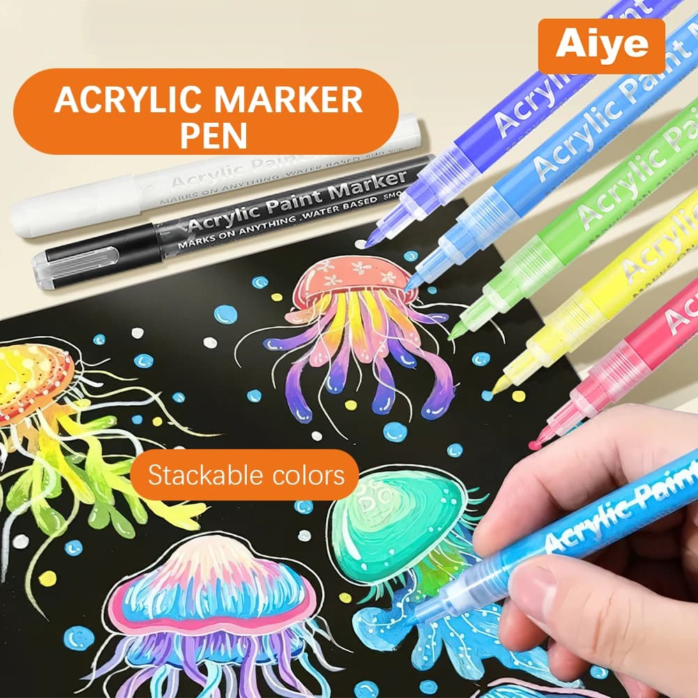 12/18/24/36/48 Color Acrylic Paint Markersr Quick Dry Waterproof Permanent Marker Pen For DIY Art Wood Rock Fabric Glass Ceramic