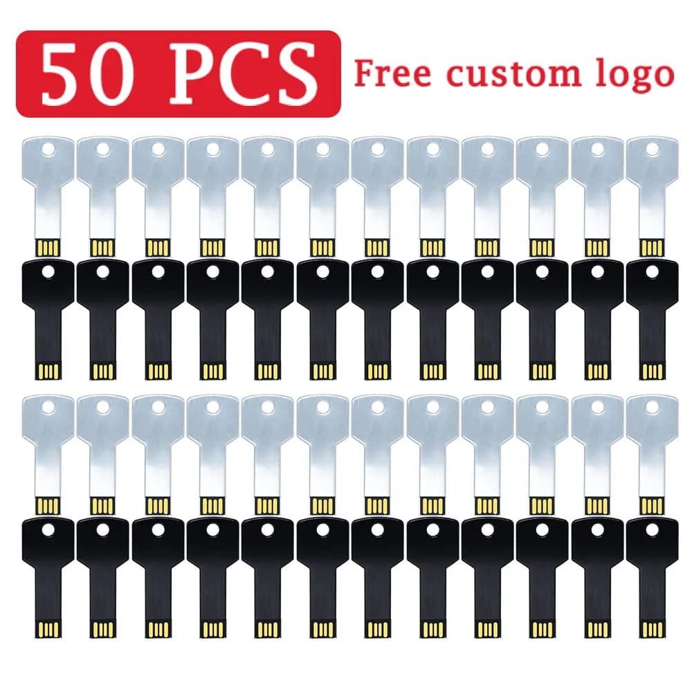 50 pz. Chiavette USB 2.0 Colorate a Forma di Chiave 128GB Pendrive 4GB 8GB 16GB 32GB Incisione Personalizzata Regali Chiavetta di Memoria per Aziende (Logo Gratuito)