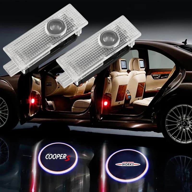 Per Mini Cooper One S JCW R55 R56 R50 R53 R60 F55 F56 Countryman 2 pezzi Lampada per proiettore a LED Porta auto Luce di benvenuto Accessori auto