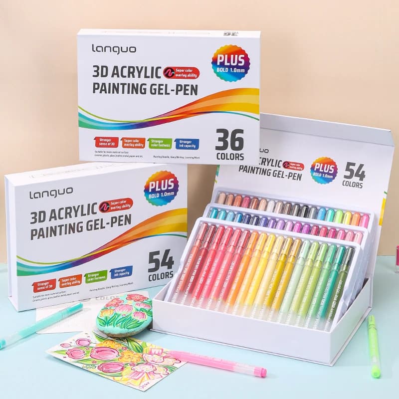 Languo Set di penne gel per pittura acrilica con effetto tridimensionale 1.0mm Pennarelli per vernice acrilica 3D Penne per disegno a colori Forniture artistiche