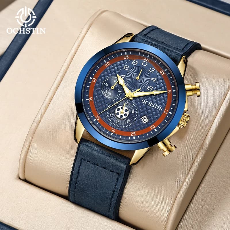 OCHSTIN Man Quartz Movement Watches Men's Rubber Strap Waterproof Wristwatch Navigator Series Luxury Luminous Hands Clock