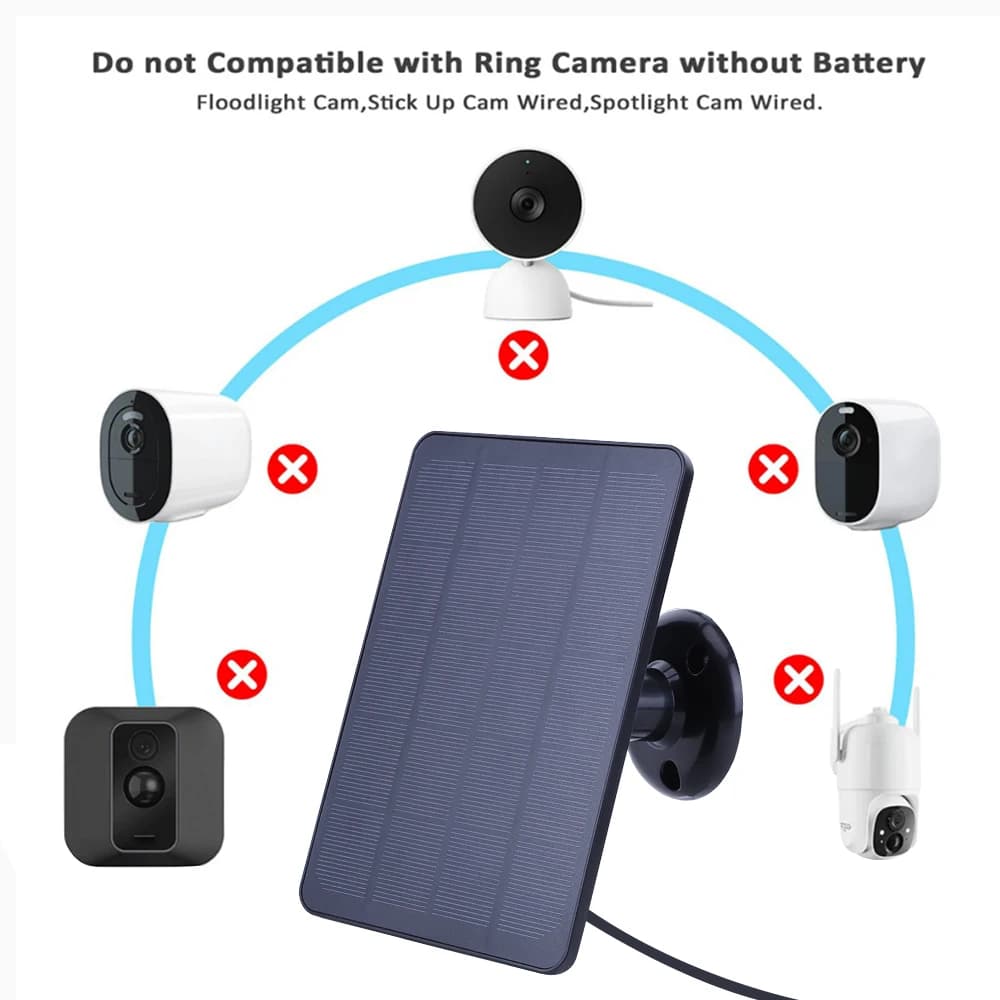 4W 5V Solar Panel with 3m Charging Cable for Ring Spotlight Cam Plus/Pro for Ring Stick Up Cam 3rd/2nd Gen for Ring Stick Up Cam