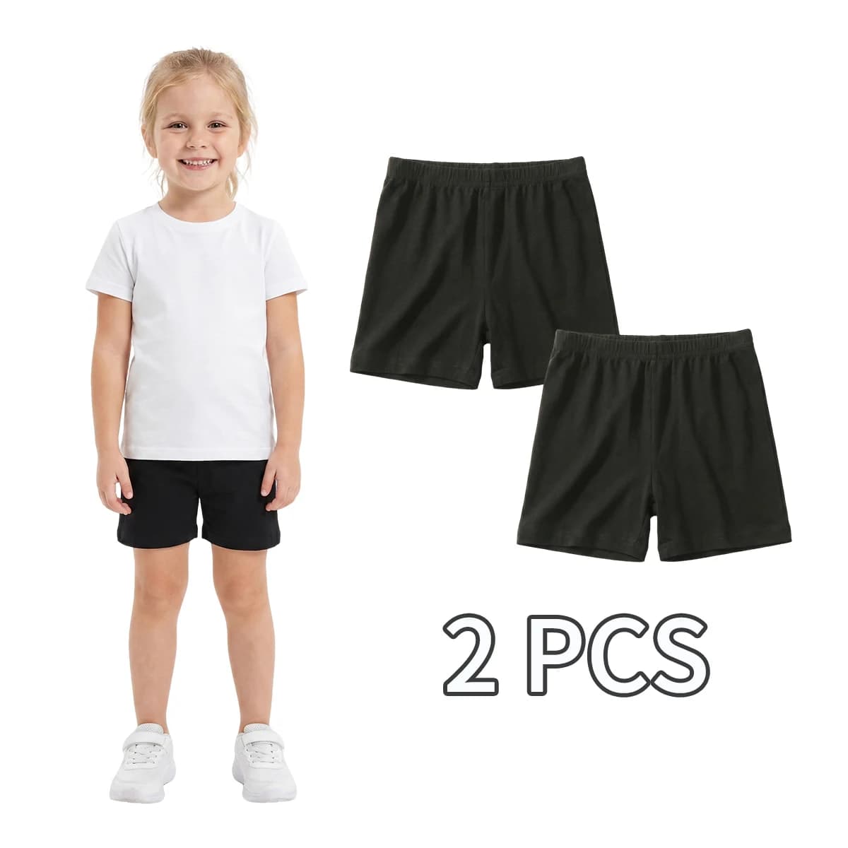 2 paia di collant per bambini, pantaloncini per ragazze e pantaloncini di sicurezza, anti-esposizione, semplici, tinta unita, adatti per l'uso quotidiano dei bambini, di spessore medio.