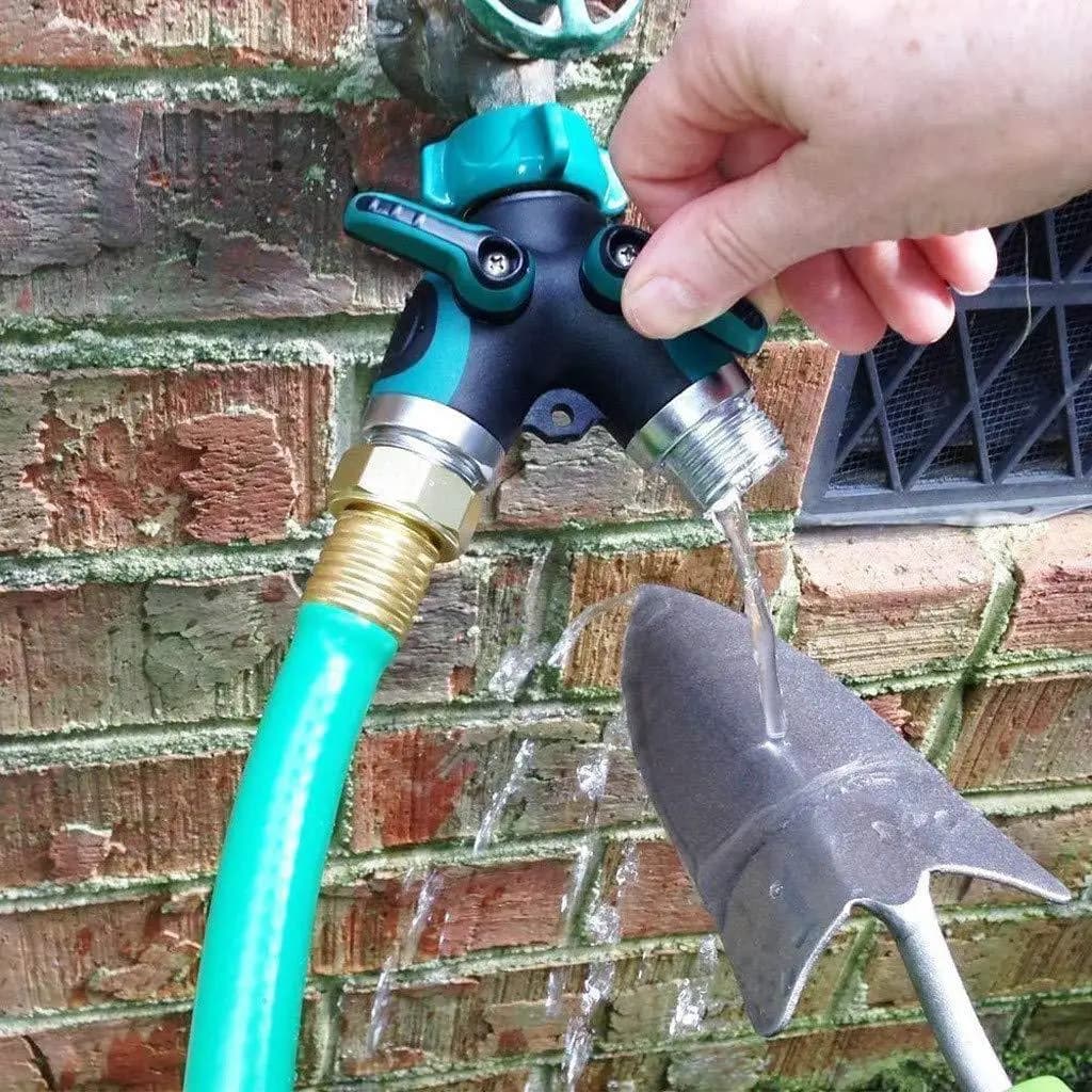 Rubinetto con impugnatura in plastica confortevole per splitter da giardino con connettore per tubo a forma di Y a 2 vie