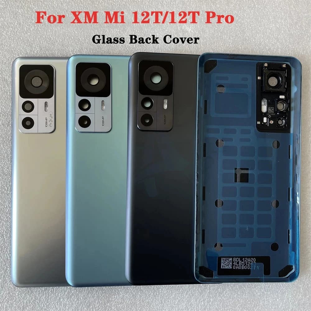 Nuovo per XM Mi 12T Pro Cover posteriore in vetro temperato pezzi di ricambio per Mi12T coperchio batteria posteriore alloggiamento porta + telaio della fotocamera