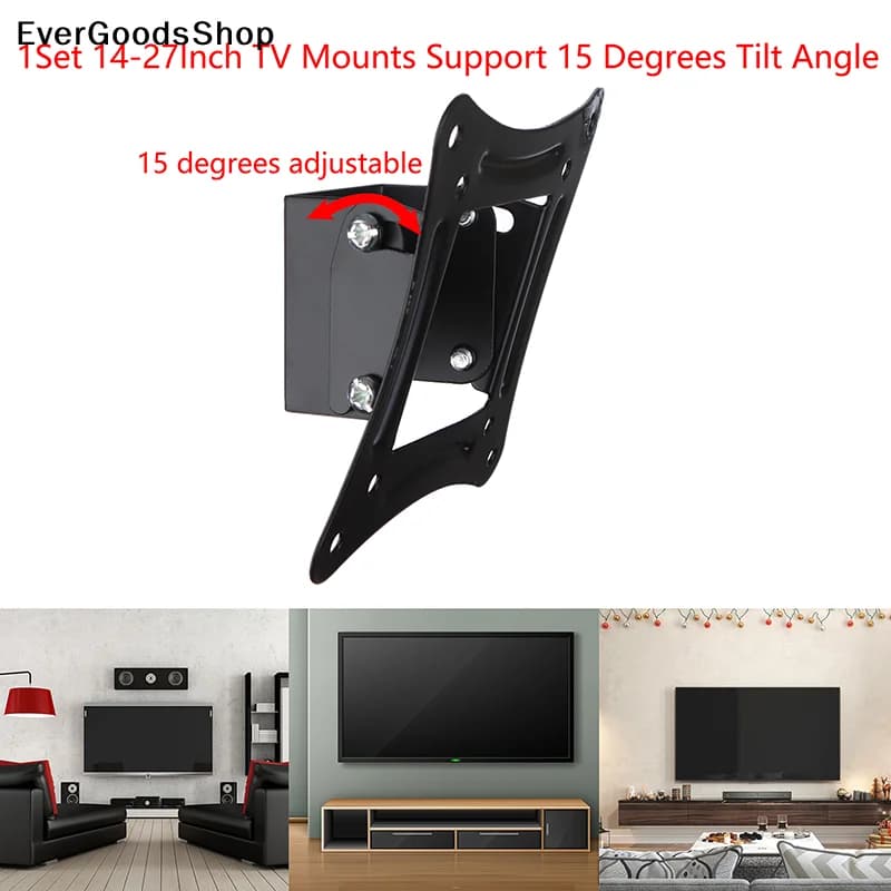 Nuovo Set di Supporti per TV da 14-27 Pollici, Staffa a Parete per Monitor LCD LED, Supporto Fisso per TV a Schermo Piatto con Inclinazione di 15 Gradi e Viti