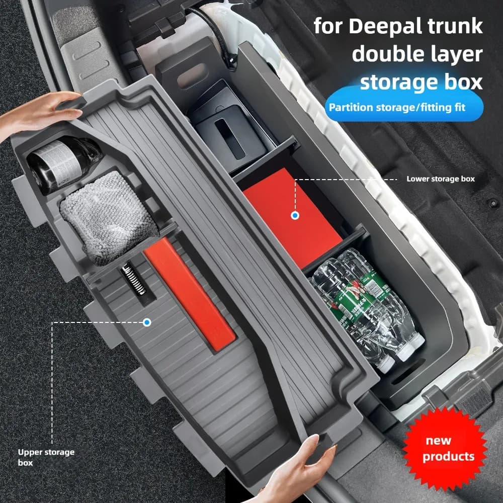 Per Changan Deepal L07 Baule di un'auto Scatole portaoggetti superiori e inferiori, scatola di coda, scatola di immagazzinaggio invisibile Accessorio interno per auto