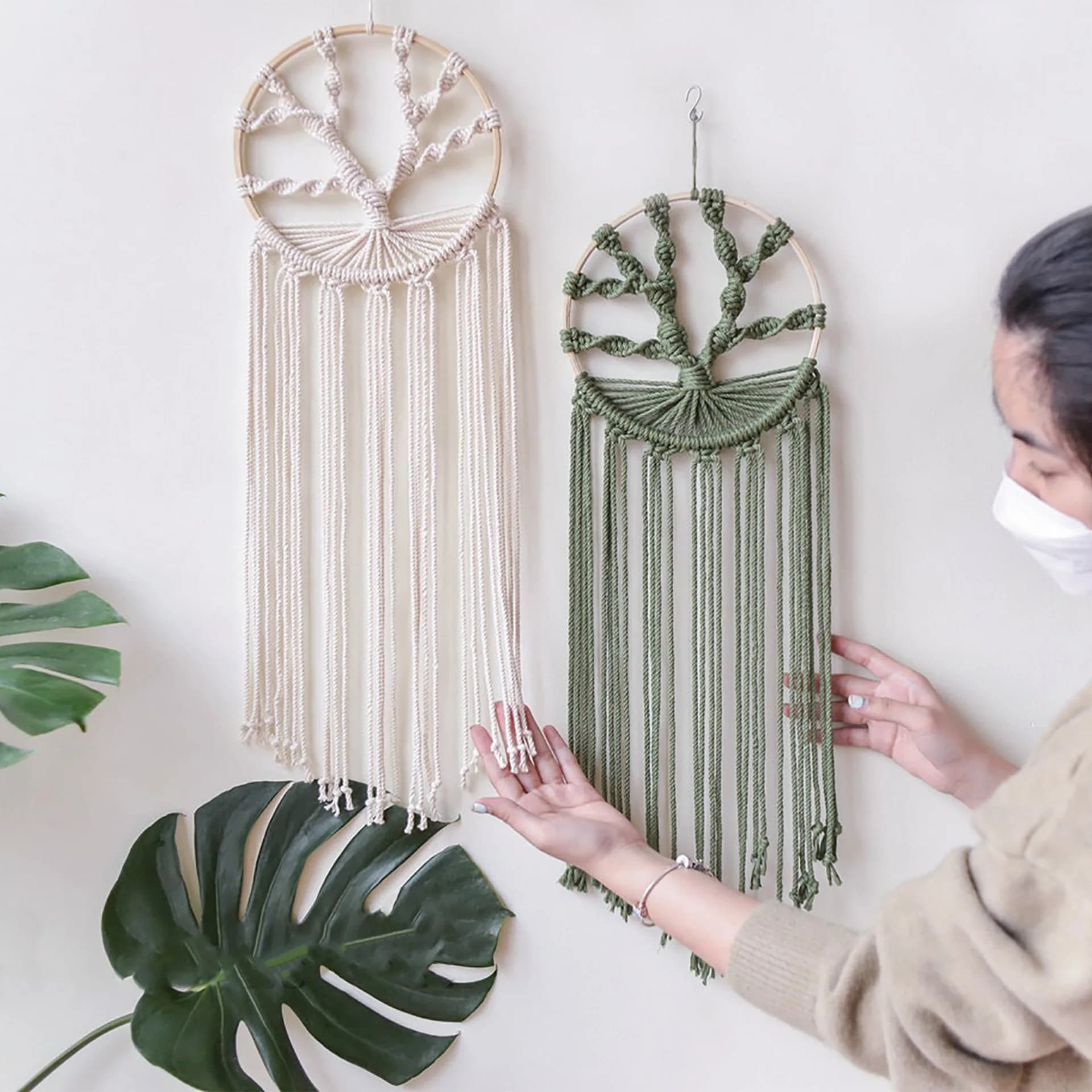 Tree of Life Dream Catcher, Macrame Wall Hanging Large Dreamcatcher Woven Boho Dream Catchers for Home Bedroom Nursery Wedding